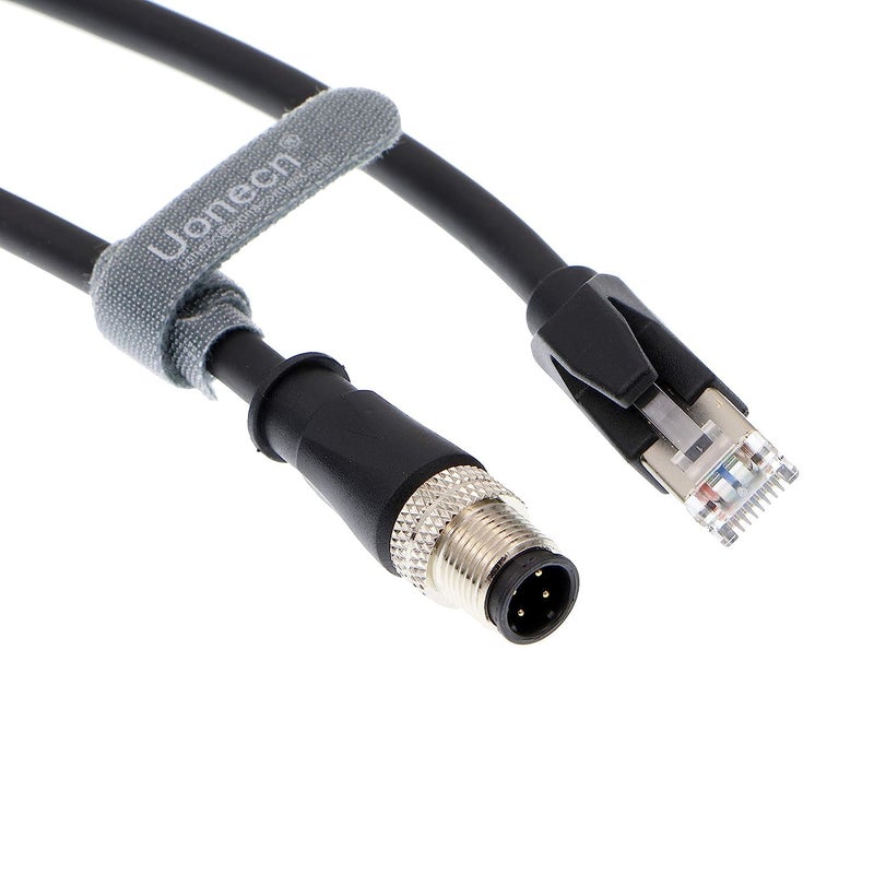 Uonecn كابل إيثرنت محمي مقاوم للماء Uonecn M12 4 دبابيس ذكر إلى RJ45 ذكر لتجميع الكاميرا الصناعية بطول 3 أمتار - Image 3